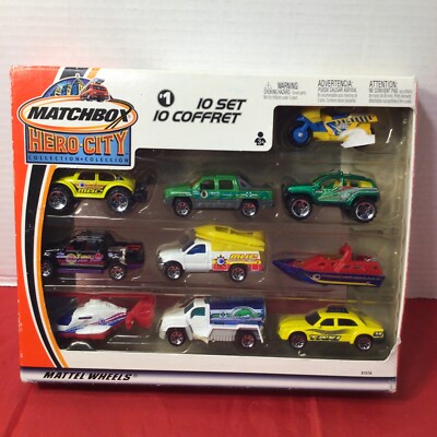 Matchbox Hero-City Collection #1 /10 Pack Set Taxi Boat Helicopter NEW in Packag