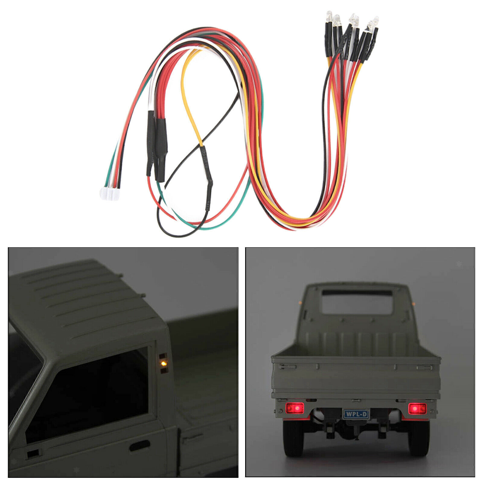 For WPL D12 RC Car Spare Parts Upgrade Light Group Lamp LED 3MM White Red Yellow