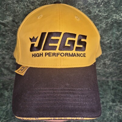 HAT CAP JEGS High Performance Auto Parts Yellow & Black Adjustable Strapback