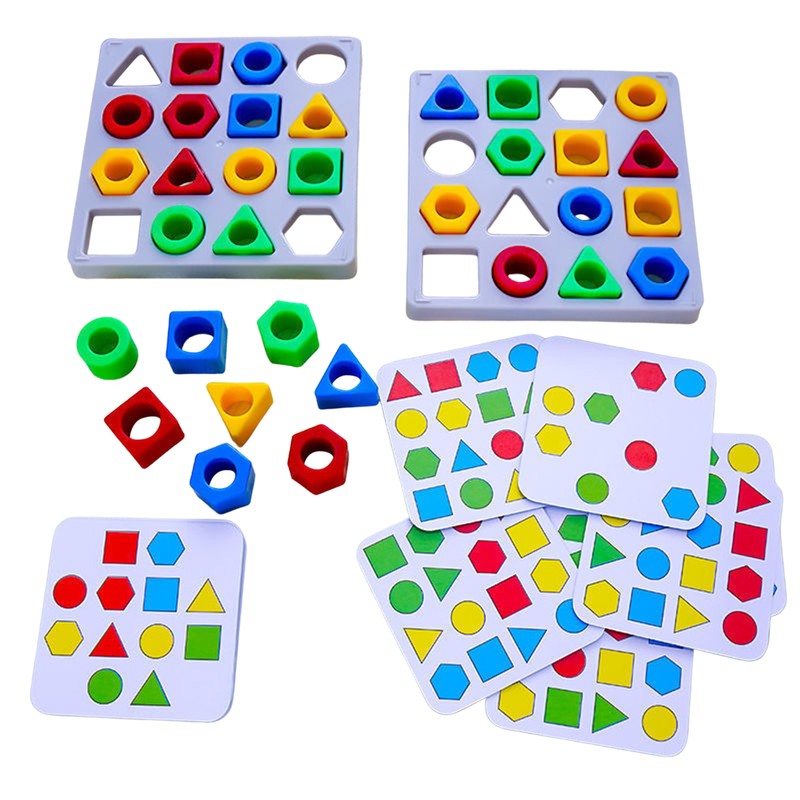 , Board Game With Shape Puzzles For 2 Players