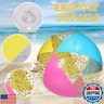 Realspring 2 Pcs 48'' Giant Beach Balls for Swimming Pool 4 Ft Jumbo Glitter Confetti Inflatable PVC Pool Balls Large Summer Blow up Beach Toys for Adults Summer Outdoor Party Favor(Colored)