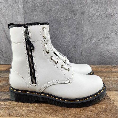 Dr. Martens 1460 Twin Zip Sz 8 Womens White Leather Boots