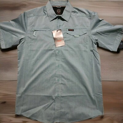 NWT Wrangler Men's ATG Asymmetrical Zip Pocket Shirt Light Green Medium 