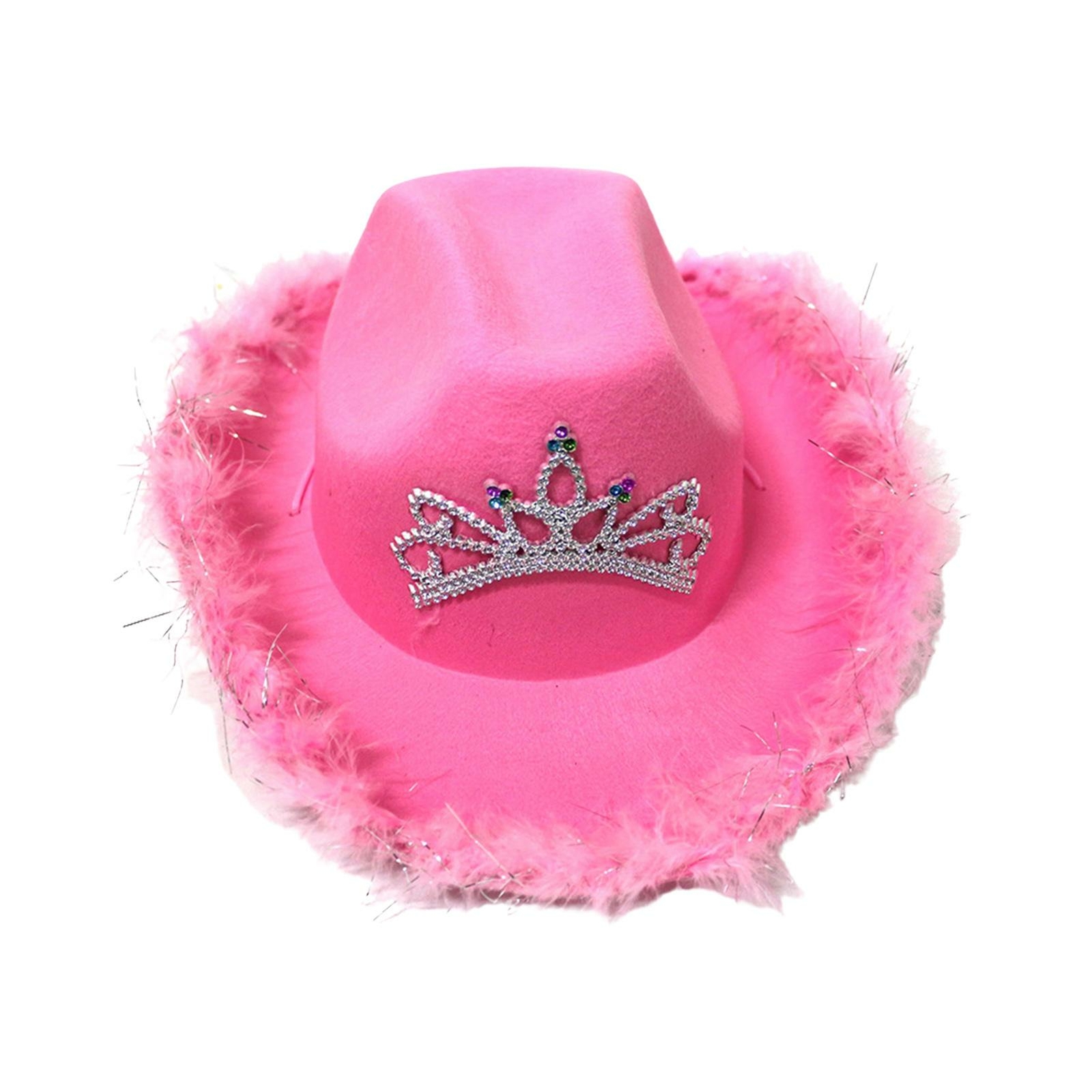 Kids Blinking Pink Crown Cowboy Hat Girls Summer Shapeable Beach Western Cowgirl