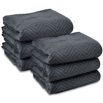 6 Moving Blanket Furniture Pads - Ultra Thick Pro - 40'' x 72'' Black