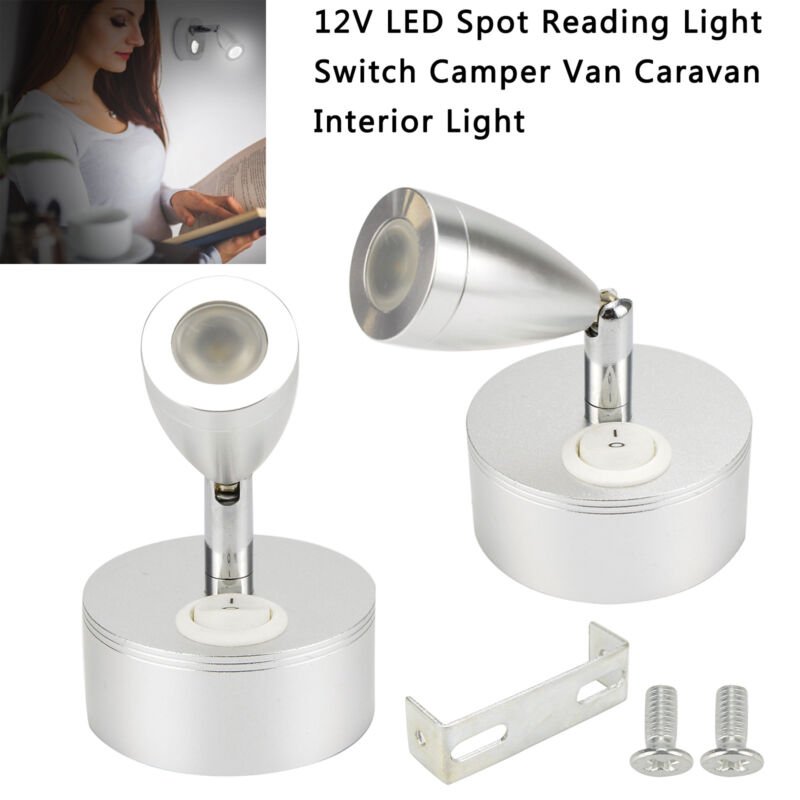 Details About 2x 12v Led Spot Reading Light Switch Camper Van Caravan Boat Interior Light Uk