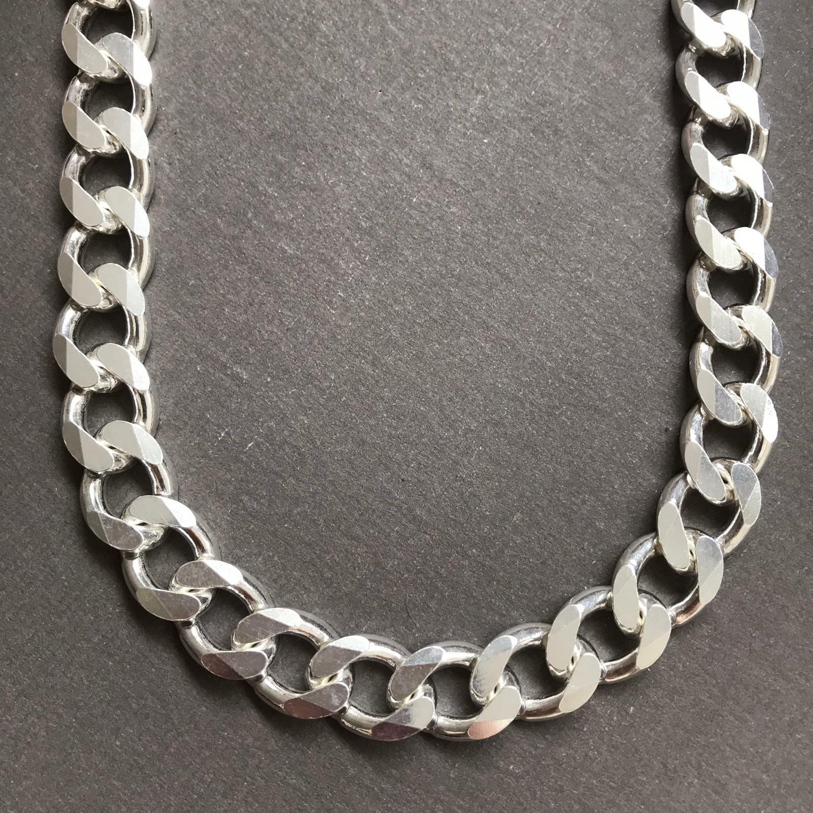 Pre-owned Handmade 925 Sterling Silver Mens Cuban Tight Curb Chain Necklace 13.5mm 162gr 24inch