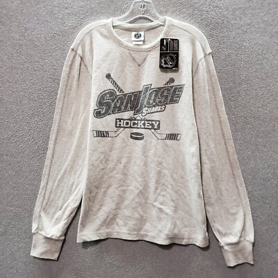 San Jose Sharks Men T-Shirt Large Gray Logo Graphic Waffle Knit Therma NWT
