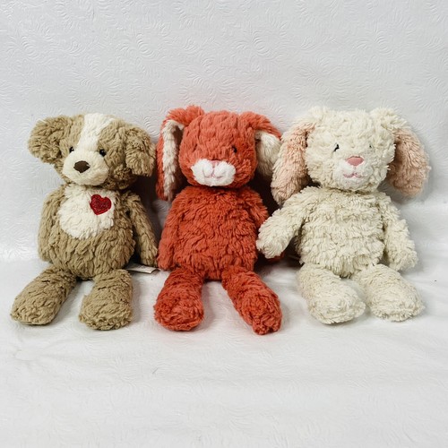 Plush 2 Bunny Rabbits And 1 Puppy Dog 11" Soft