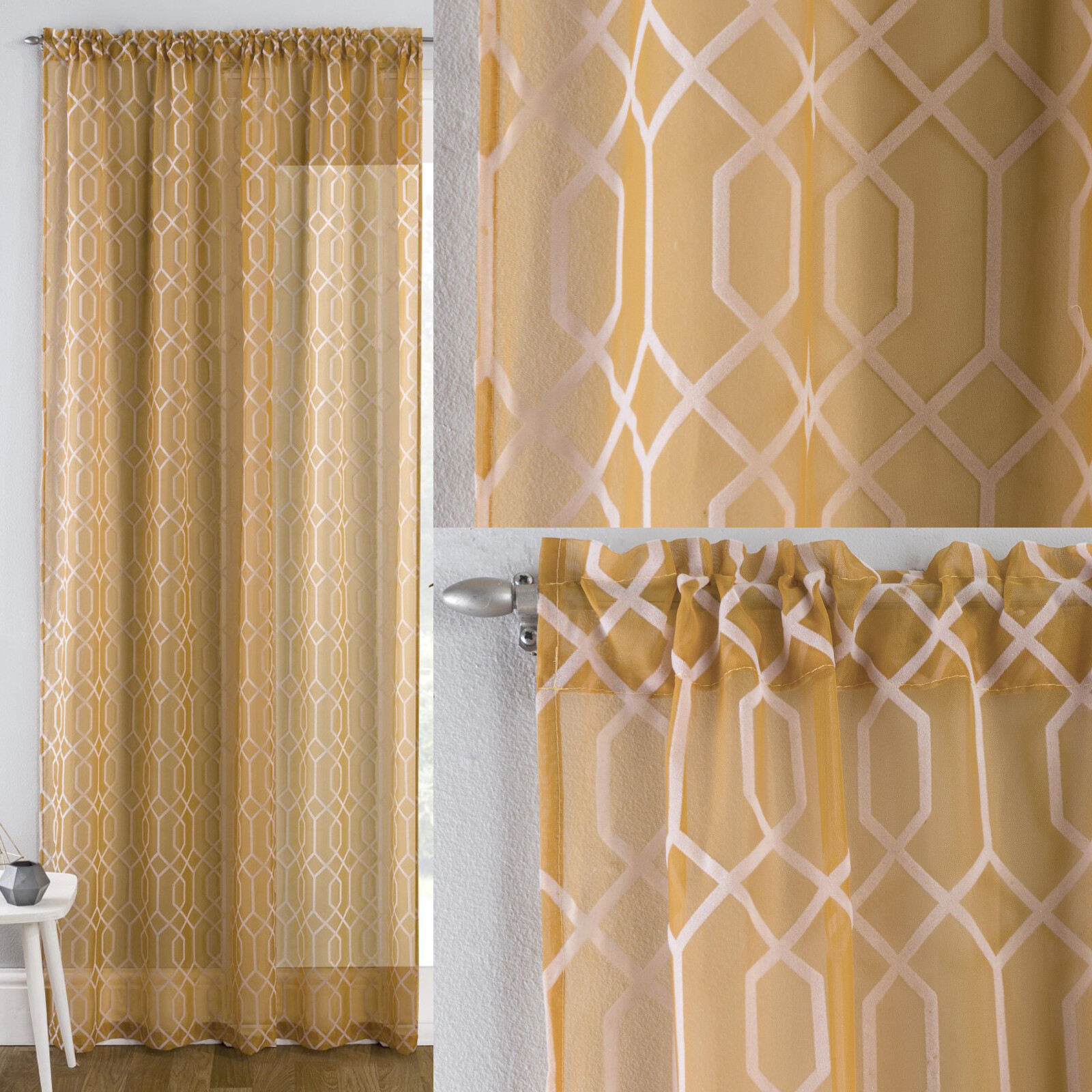 Yellow Gold Hoxton Geometric Pattern Panel Voile Curtain Slot Top Single Panel Ebay Yellow Gold Hoxton Geometric Pattern Panel Voile Curtain Slot Top Single Panel Ebay