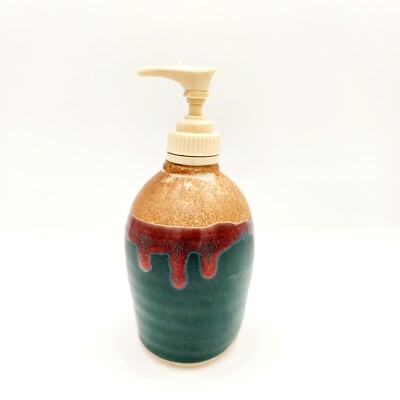 Tested By Fire Art Pottery Soap Lotion Dispenser Rob Grimes Handmade Drip Glaze