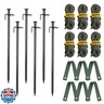 Tree Stakes and Supports, Fetanten Tree Stake Kit with Tree Straps and Rope in Outdoor Yard, 6 PCS 11.8 Inch Heavy Duty Steel Tree Stabilizer Ground Anchor Protect Leaning Tree Straightening