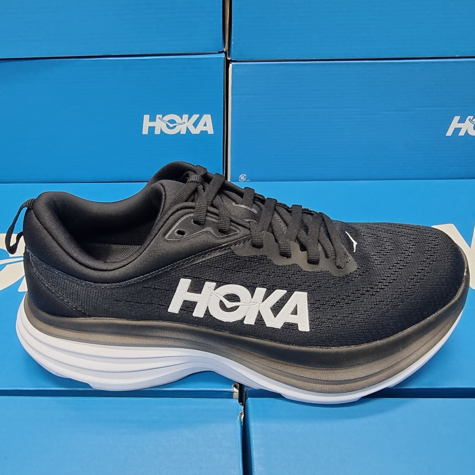 HOKA ONE ONE W BONDI 8 スニーカー 1127953 黒 Amazon.com | Hoka Mens Bondi 8 Textile Black White Trainers