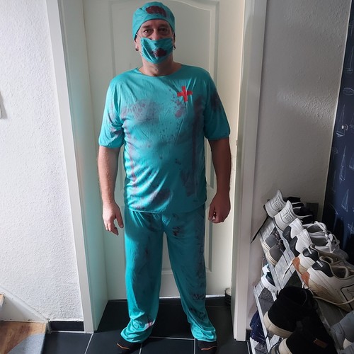 Herren Chirurg Kostüm Grün Gr. L – Inkl. Oberteil, Hose, Maske, Stethoskop & Hut | Perfekt Für Karneval & Party