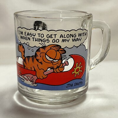 GARFIELD 1978 Glass Mug ''Easy to Get Along with When Things Go My Way'' McDonalds