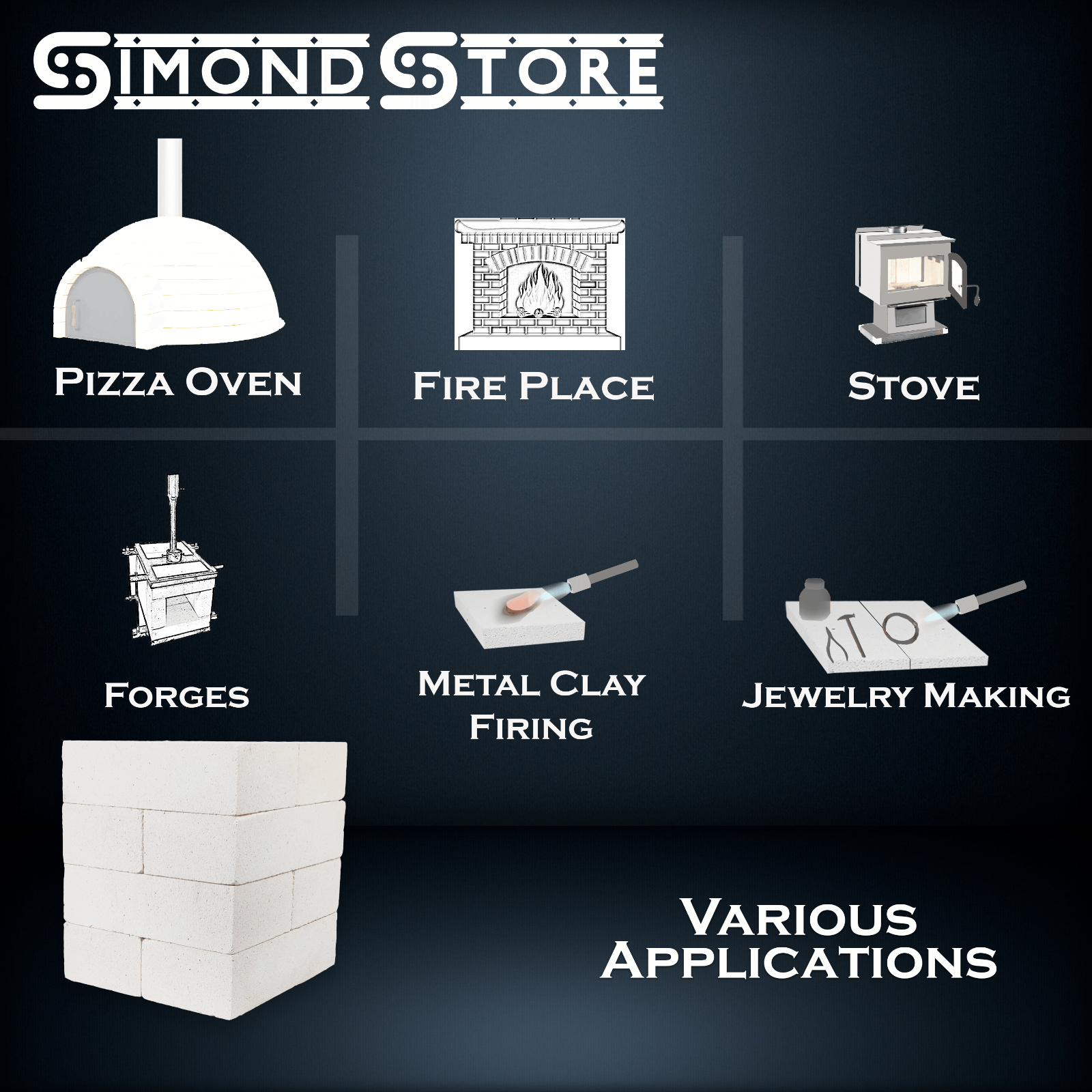 Insulating Firebrick 9x4.5x2.5 IFB 2500F Set of 8 Fire Brick