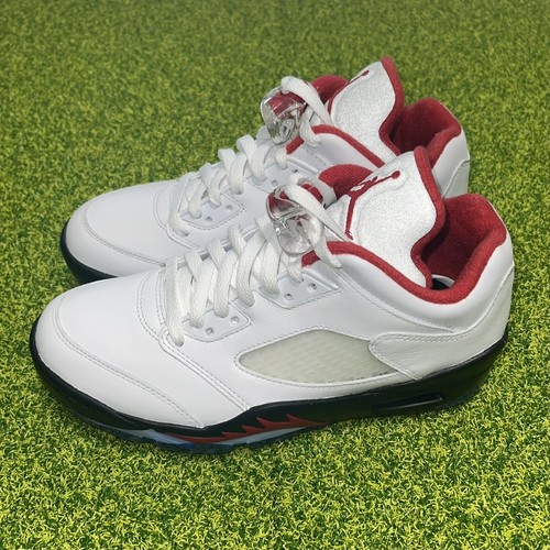 Nike Air Jordan V 5 Low Golf Cleats Size 6.5 White Fire Red Nike Air Jordan V 5 Low Golf Cleats Size 6.5 White Fire Red