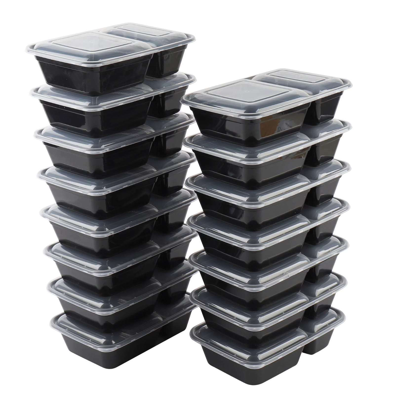 Mainstays 60 Piece Meal Prep Food Storage Containers, 15Pack 1L plus 15Pack 900m