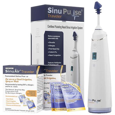 SinuPulse SPT300 Traveler Nasal Rinse Sinus Irrigation System + 90 SinuAir Packs