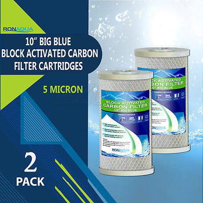 2 pcs Big Blue CTO Carbon Block Water Filters 4.5'' x 10'' Whole House Cartridges