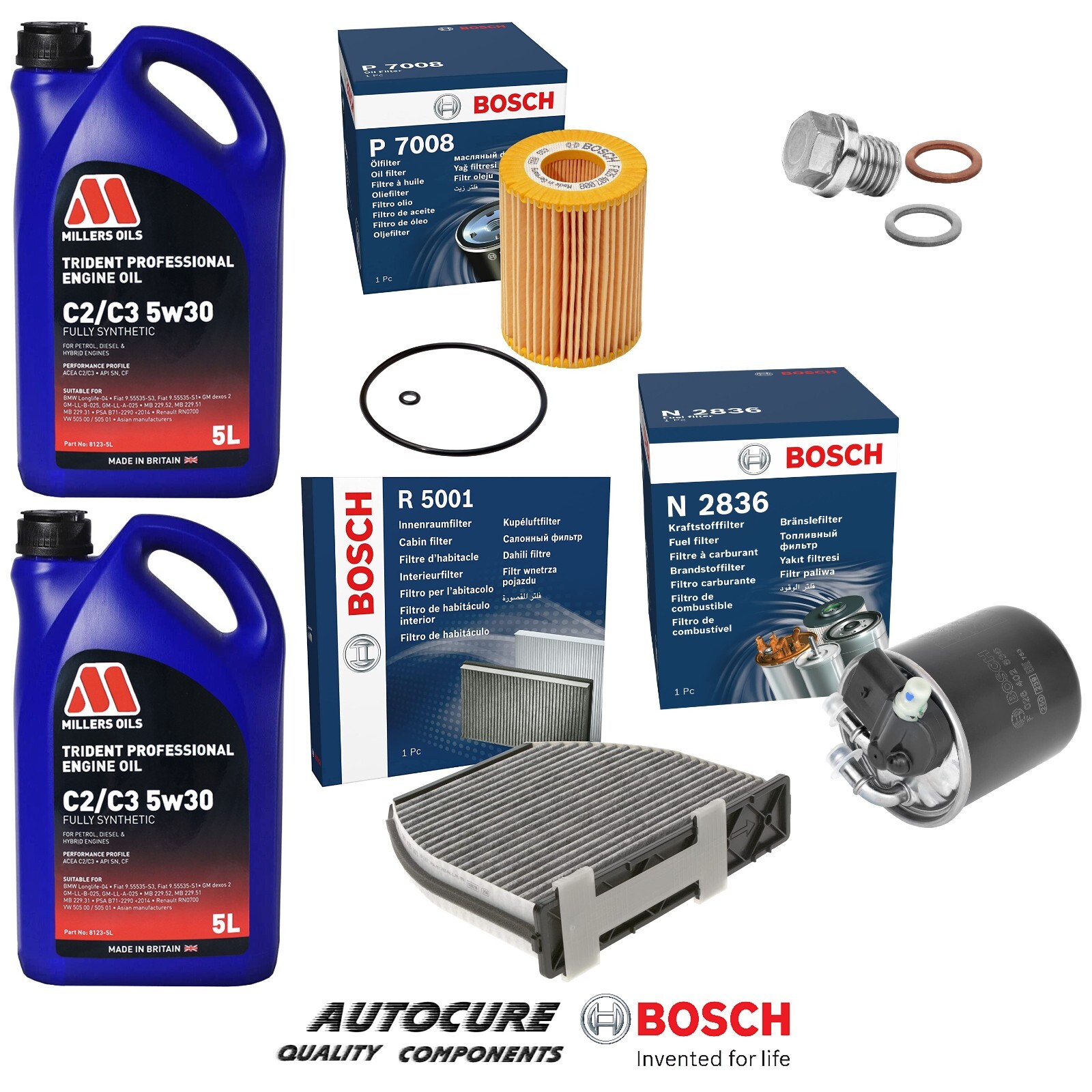 FOR MERCEDES C-CLASS 3.0 2007-2014 C350 W204 BOSCH FILTER SERVICE KIT & 10L OIL