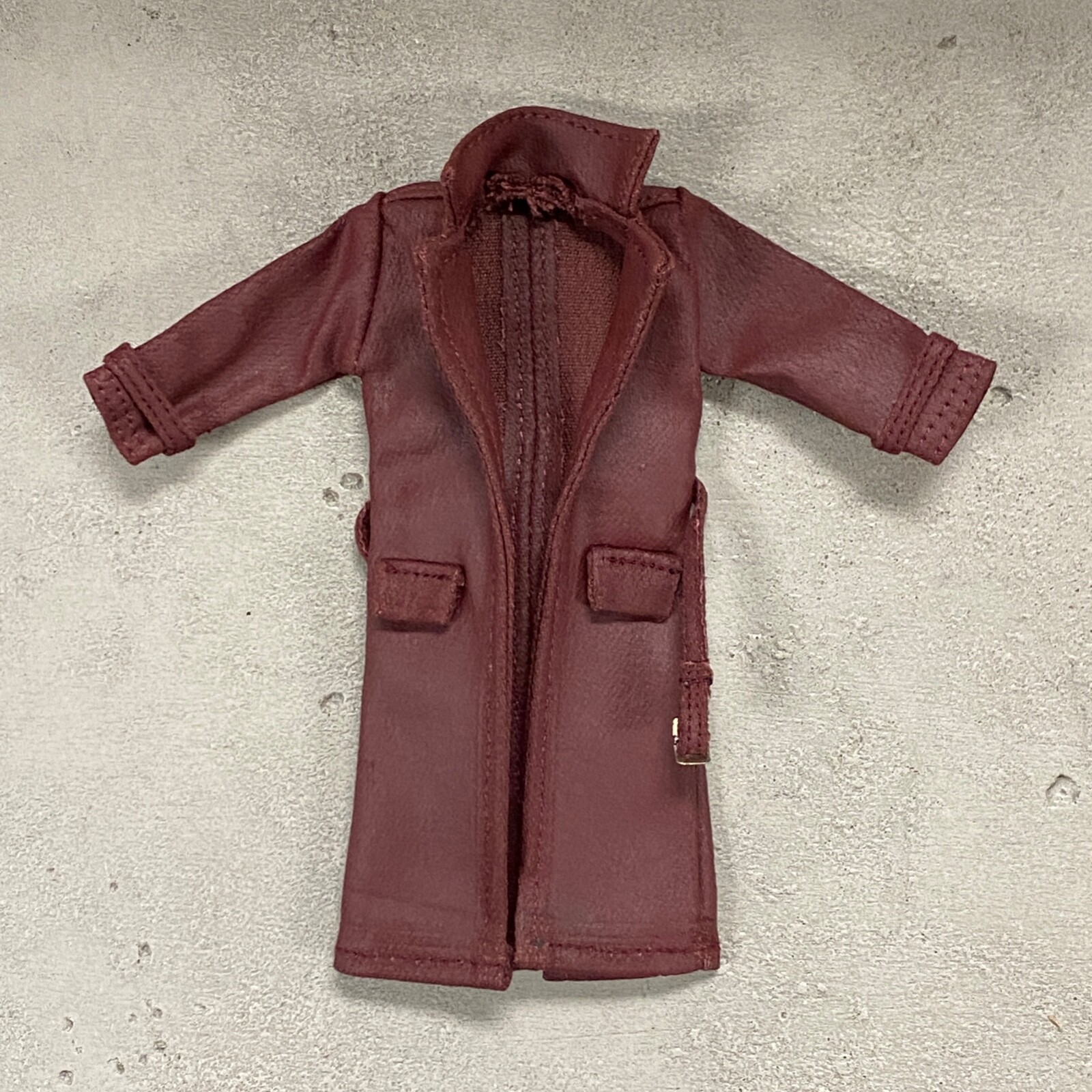 PB-LTC-RED: 1/12 Red Leather Wired Trench Coat for 6