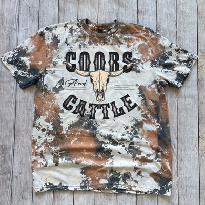 Coors & Cattle Women's Cowhide Bleached Western Graphic Tee Shirt