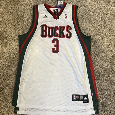 Milwaukee Bucks Brandon Jennings Jersey Size 2XL Adidas White NBA #3 NWT