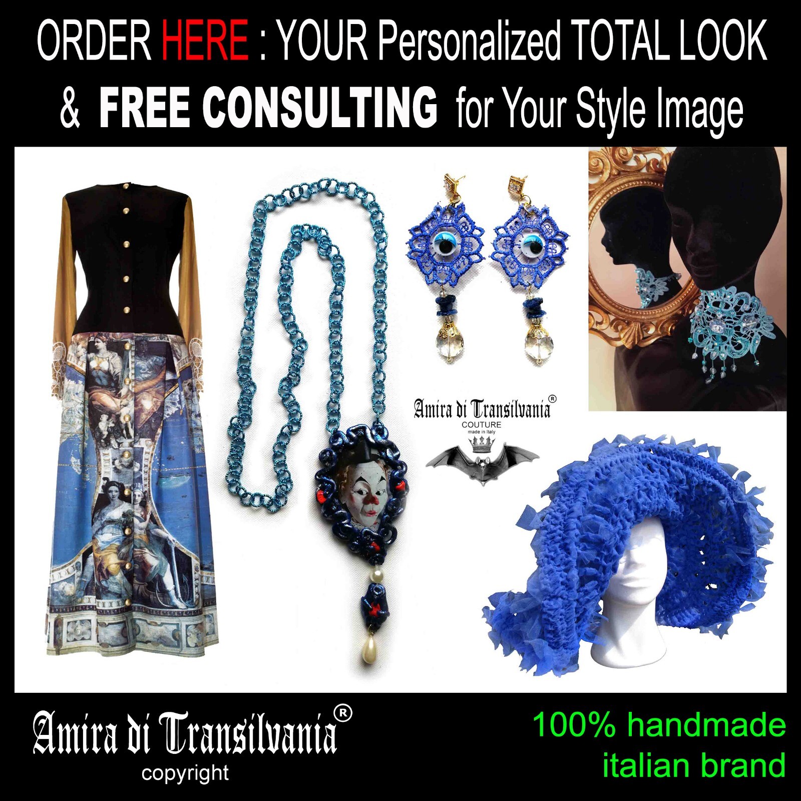 Pre-owned Amira Di Transilvania Elegant Woman Jacket Luxury Fashion Brand Handmade In Italy Organza Ribbons Blue