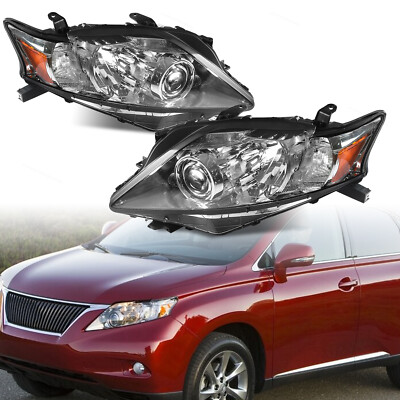 [AFS HID] Black Headlight Left + Right Side Xenon Fit for 2010-2012 Lexus RX350