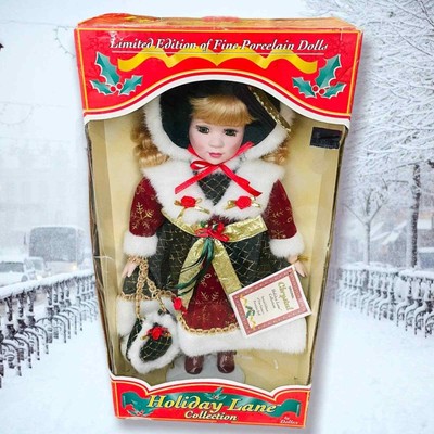 DOLLEX Holiday Lane Limited Edition NIB Crystal Fine Porcelain Doll Blonde 2004