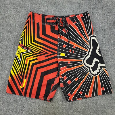 Fox Racing Board Shorts Men Size 30 Red Swim Surf Trunks Drawstring Pocket Adult