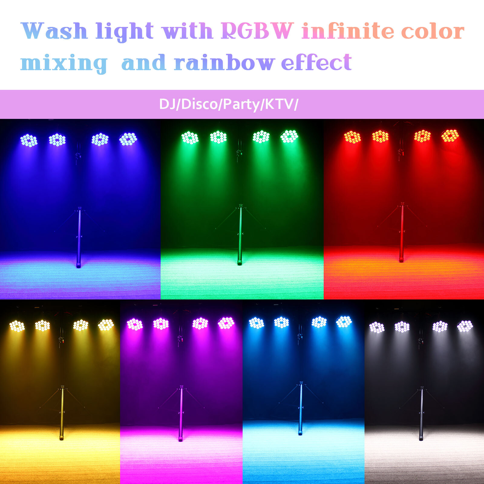 かもメール2018 200枚 6x 200W RGBW LED 18 Par DMX Stage Lights Color Change Disco