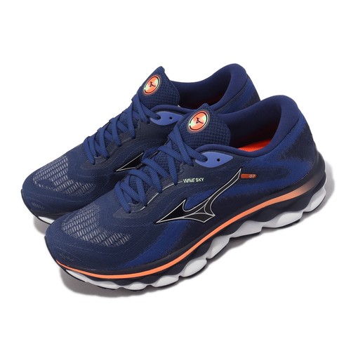 Мужские беговые кроссовки Mizuno Wave Sky 7 Navy White Orange J1GC2302-04