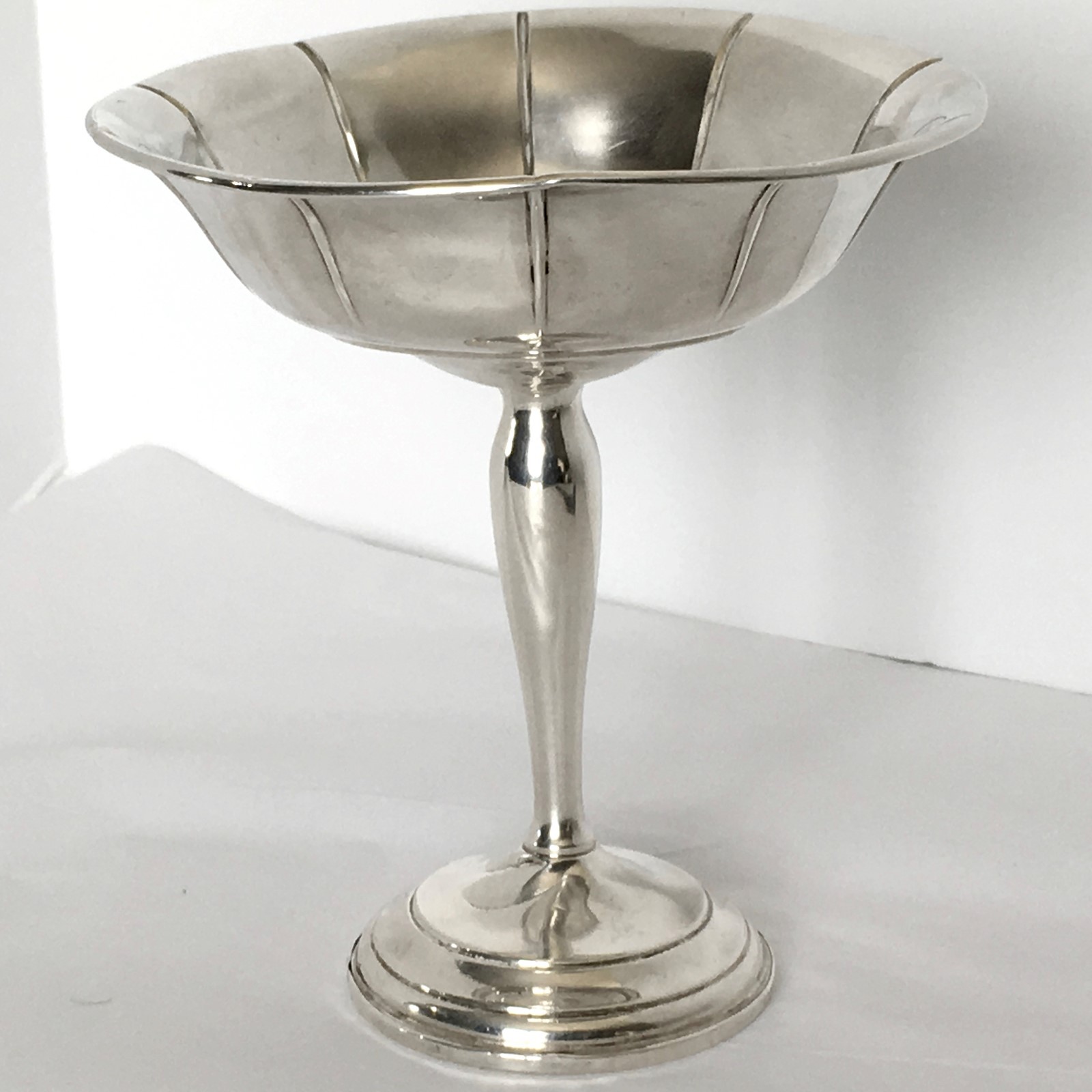 VTG National Silver Weighted Sterling Pedestal Compote Dish Candy Bowl Art Deco