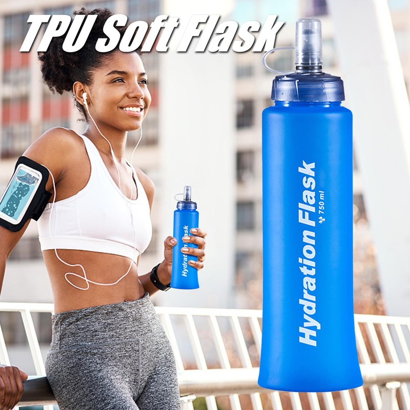 Collapsible Sport Water Bottle Folding Flask BPA Free TPU Fo