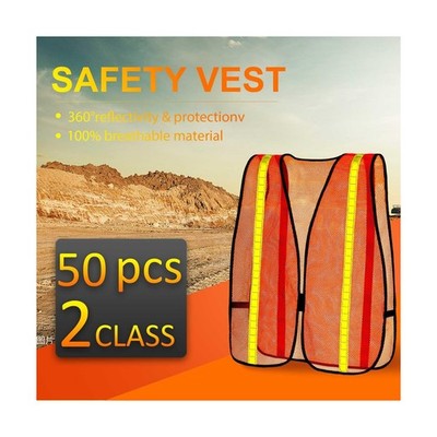 Haysandy 20 Pcs High Visibility Reflective Safety Vest Construction Vest Strips Neon Mesh Universal Size for Men Outdoor(Neon Orange,20 Pcs) Additional Image