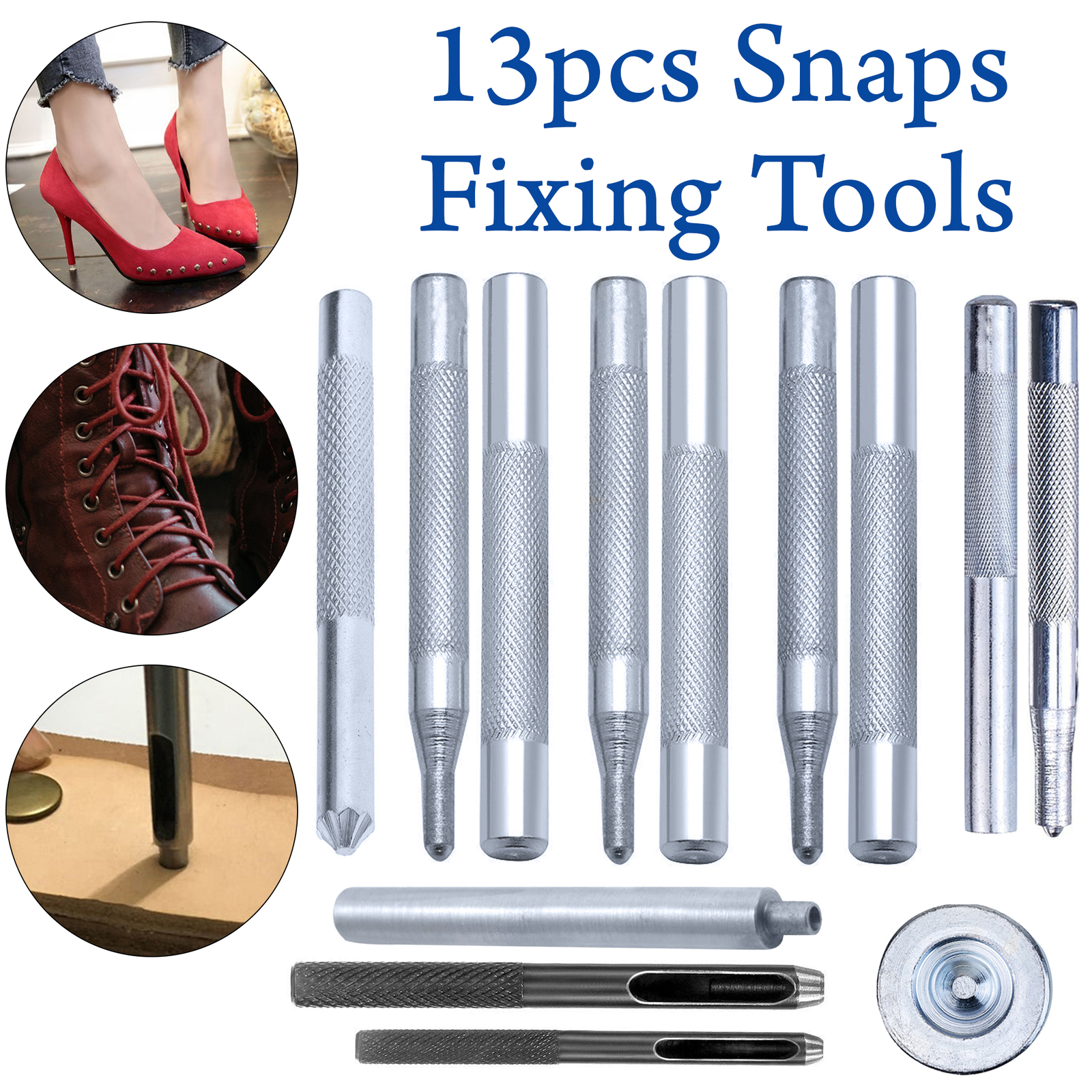 13-Piece Snap Fastener Rivet Hole Punch Tool Kit for DIY Clothing Craft Projects