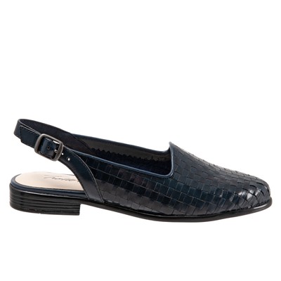 Trotters Lena T2009-400 Женские черные узкие кожаные туфли на плоской подошве с ремешком на спине