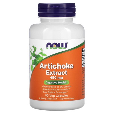 Now Foods Экстракт артишока 450 мг 90 вегетарианских капсул с гарантией качества GMP, веганский,