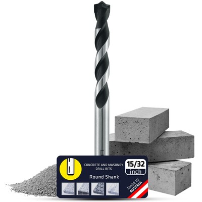 Concrete Drill Bit 15/32'' - Versatile Hammer Drill Bit Sets for PGM Certified...