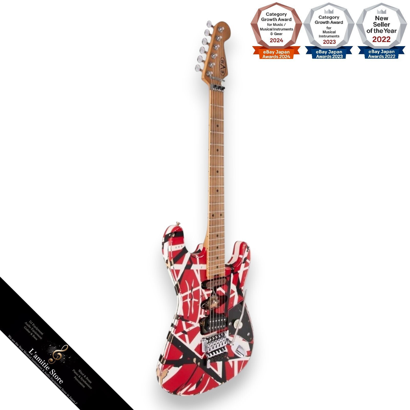 EVH Striped Series Frankenstein Frankie Red with Black