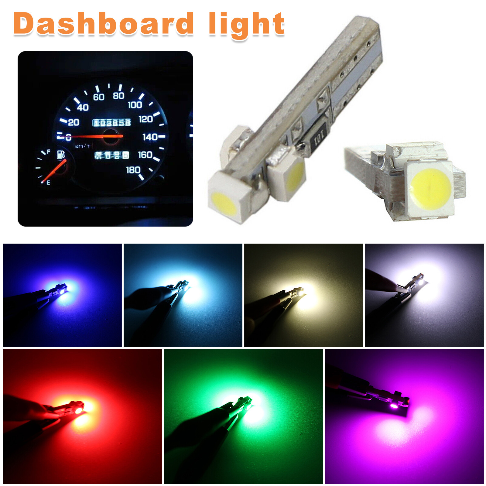 5-20PCS T4/T5 3-SMD LED Speedometer Instrument Gauge Cluster Dash Light Bulbs