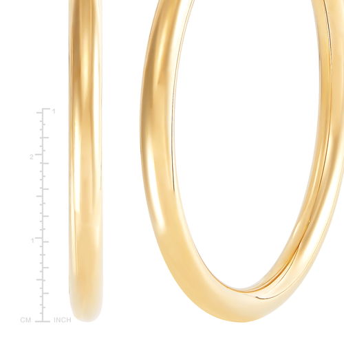 Pre-owned Collection Welry Simply Gold™  50mm Round Tube Hoop Earrings In 14k Yellow Gold