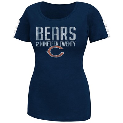 Женская футболка Chicago Bears на шнуровке через плечо, темно-синий, Средний размер