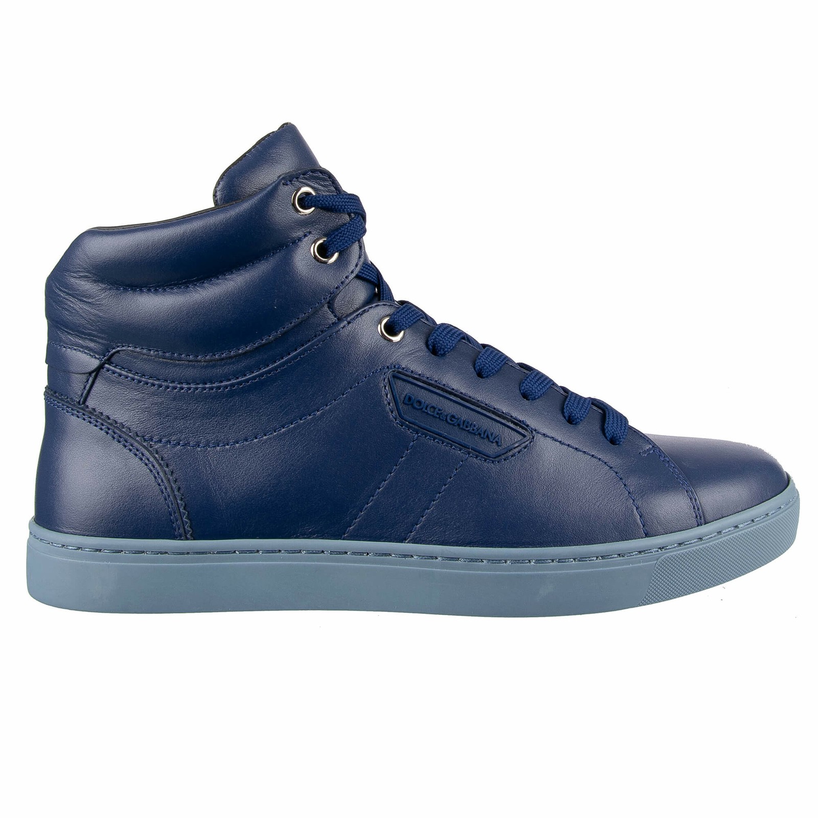 

DOLCE - GABBANA Классические кожаные высокие кроссовки LONDON Logo Blue 08845, Синий