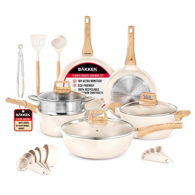 Bakken-Swiss 14-Piece Kitchen Cookware Set   Granite Non-Stick   Eco-Friendly...