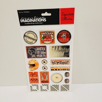 Creative Imaginations Signature Collection Epoxy Stickers Racing Motocross