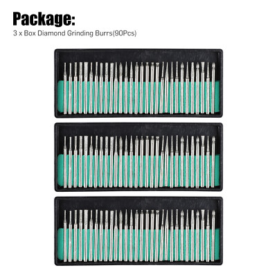 90Pcs 1/8" Diamond Burr Bits Drill Set Rotary Multi Tool Accessories For Dremel