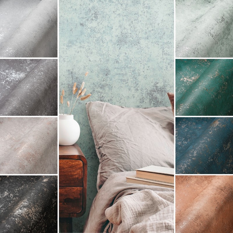 Vliestapete Uni Struktur Tapete Metallic Effekt Gold Silber Versch. Farben